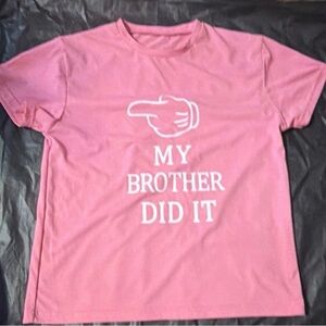 Pink Kids "My Brother Did It" Graphic Tee